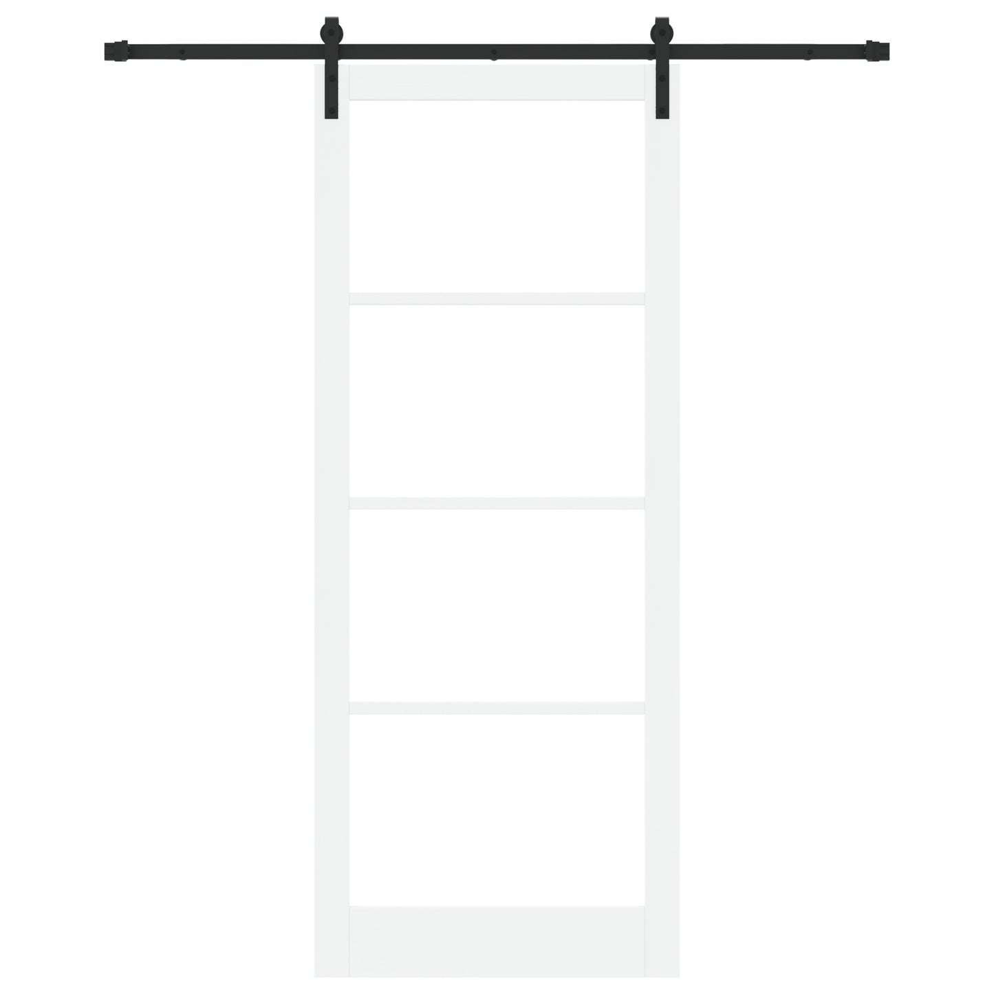 Sliding Door with Hardware Set "ORKDAL" White Solid Wood & Glass, vidaXL Interior Door with Glass "ORKDAL" White 93x232x4 cm
