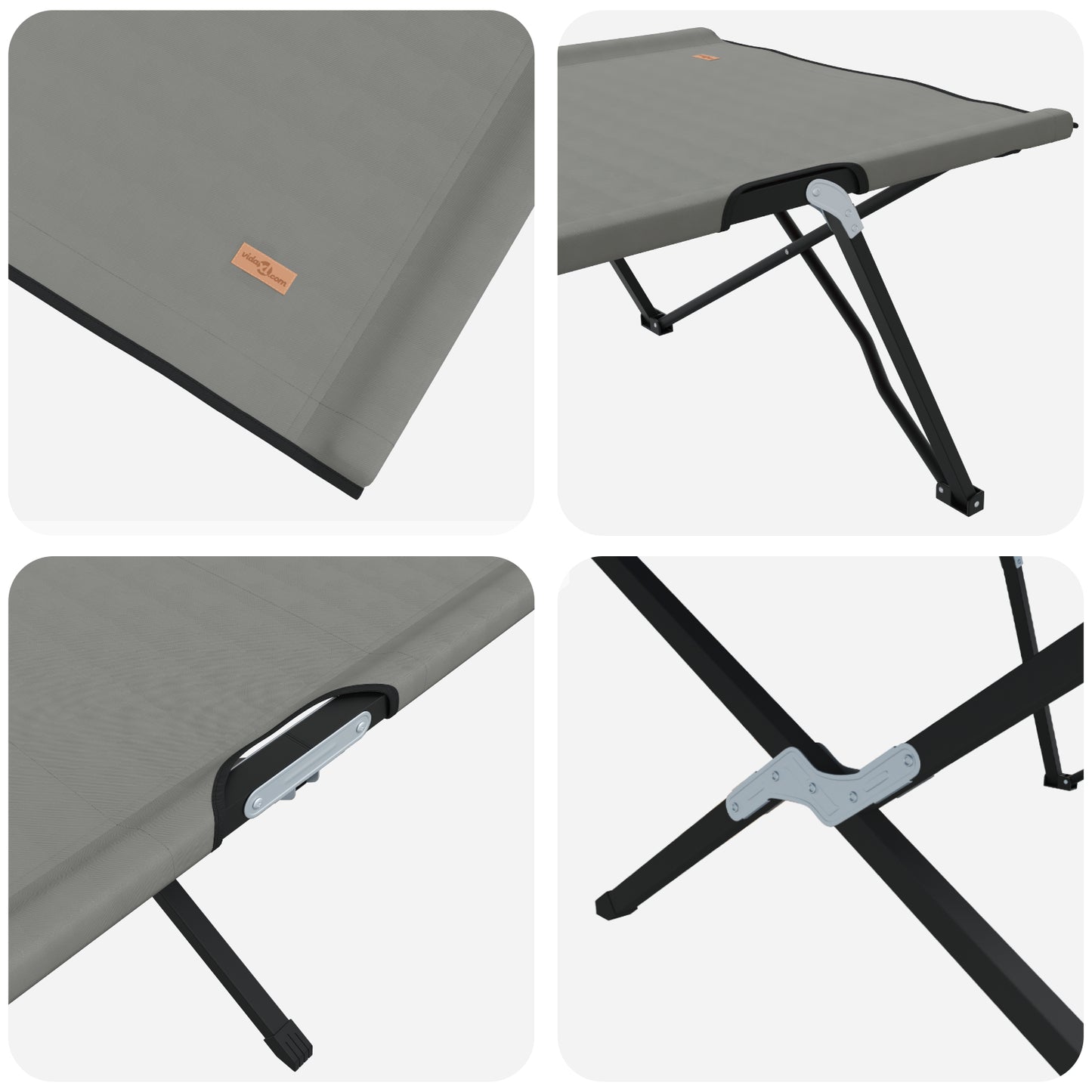 Folding Sun Beds with Carry Bags 2 pcs Grey 600D Oxford Fabric