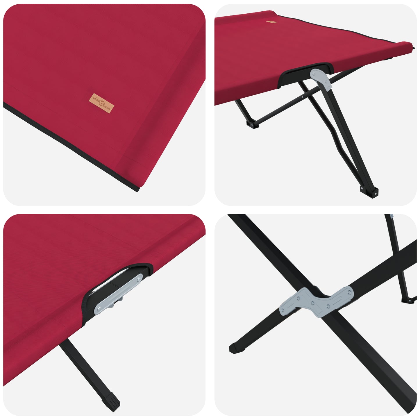 Folding Sun Bed with Carry Bag Red 600D Oxford Fabric