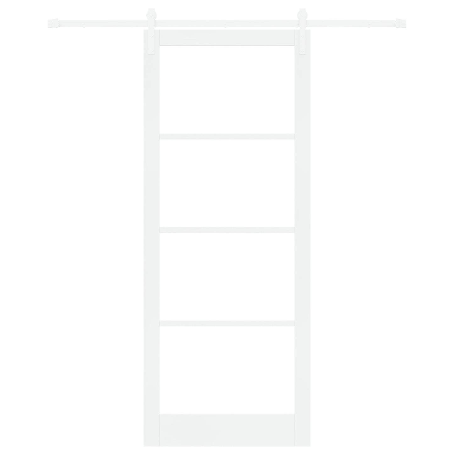 Sliding Door with Hardware Set "ORKDAL" White Solid Wood & Glass, vidaXL Interior Door with Glass "ORKDAL" White 93x232x4 cm