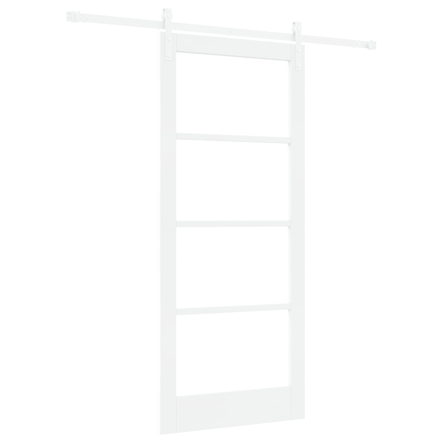 Sliding Door with Hardware Set "ORKDAL" White Solid Wood & Glass, vidaXL Interior Door with Glass "ORKDAL" White 86x198.5x4 cm