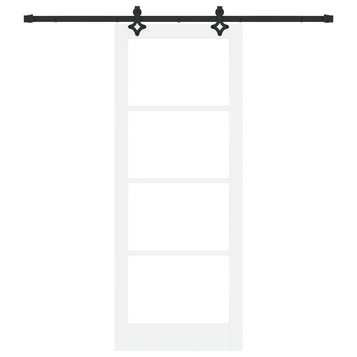 Sliding Door with Hardware Set "ORKDAL" White Solid Wood & Glass, vidaXL Interior Door with Glass "ORKDAL" White 83x211x4 cm
