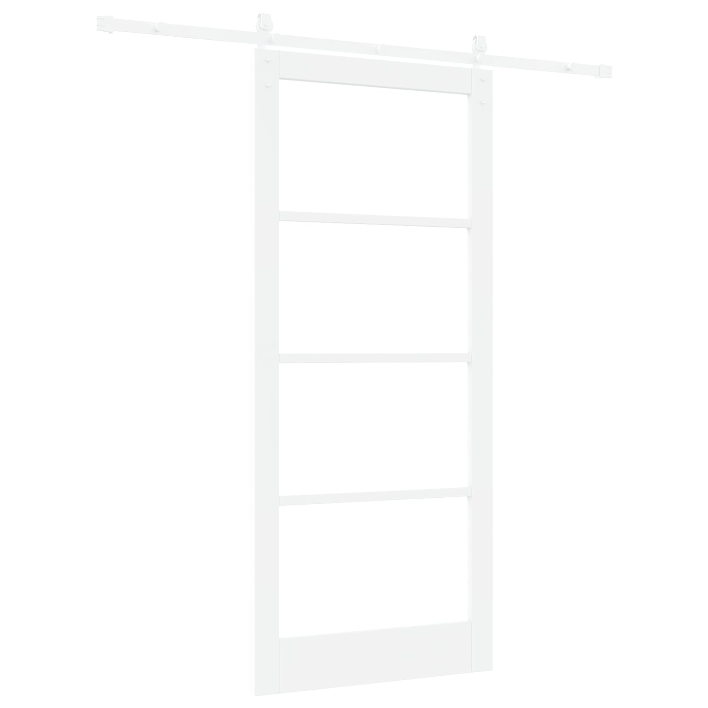 Sliding Door with Hardware Set "ORKDAL" White Solid Wood & Glass, vidaXL Interior Door with Glass "ORKDAL" White 93x211x4 cm