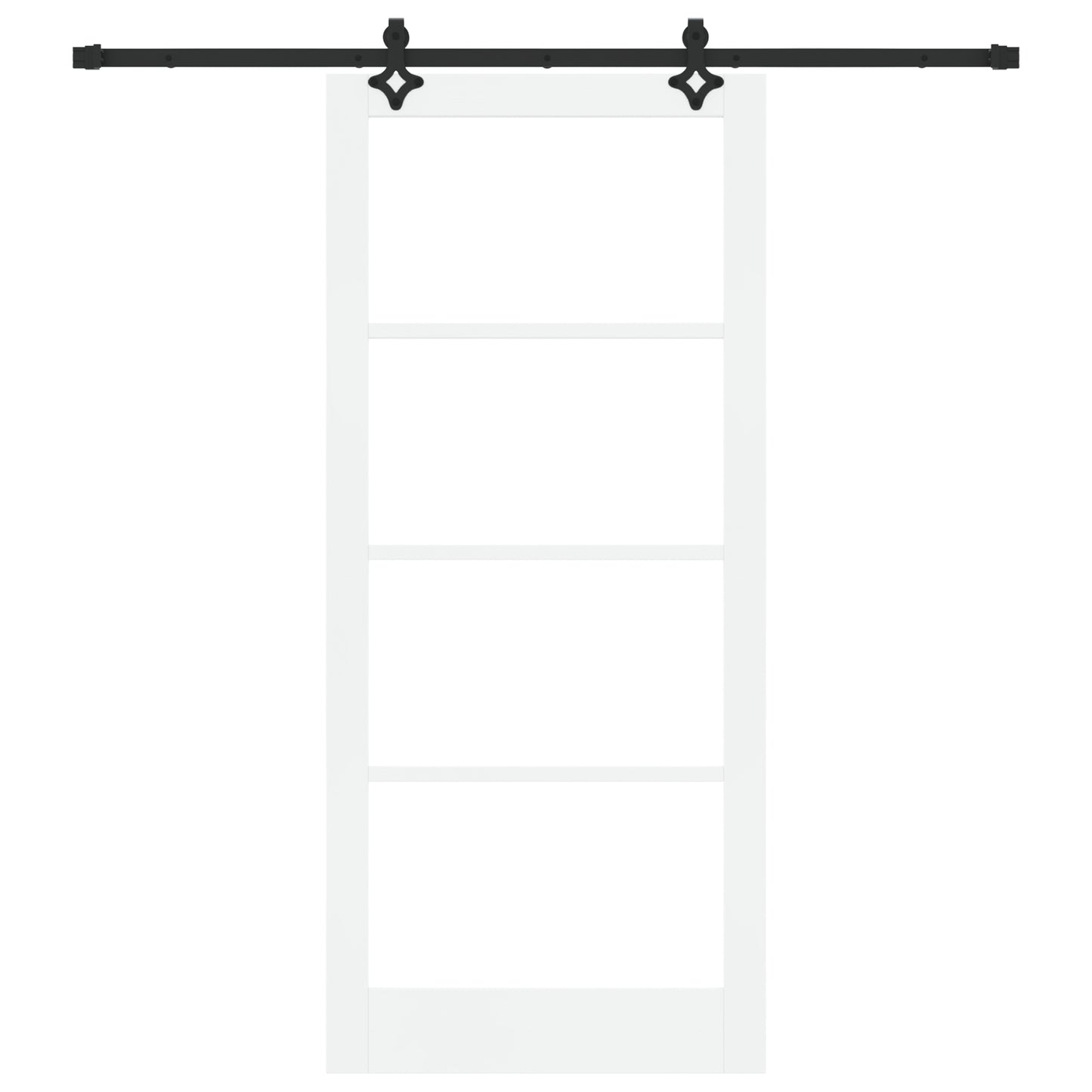 Sliding Door with Hardware Set 'ORKDAL'White Solid Wood & Glass, vidaXL Interior Door with Glass 'ORKDAL'White 93x211x4 cm