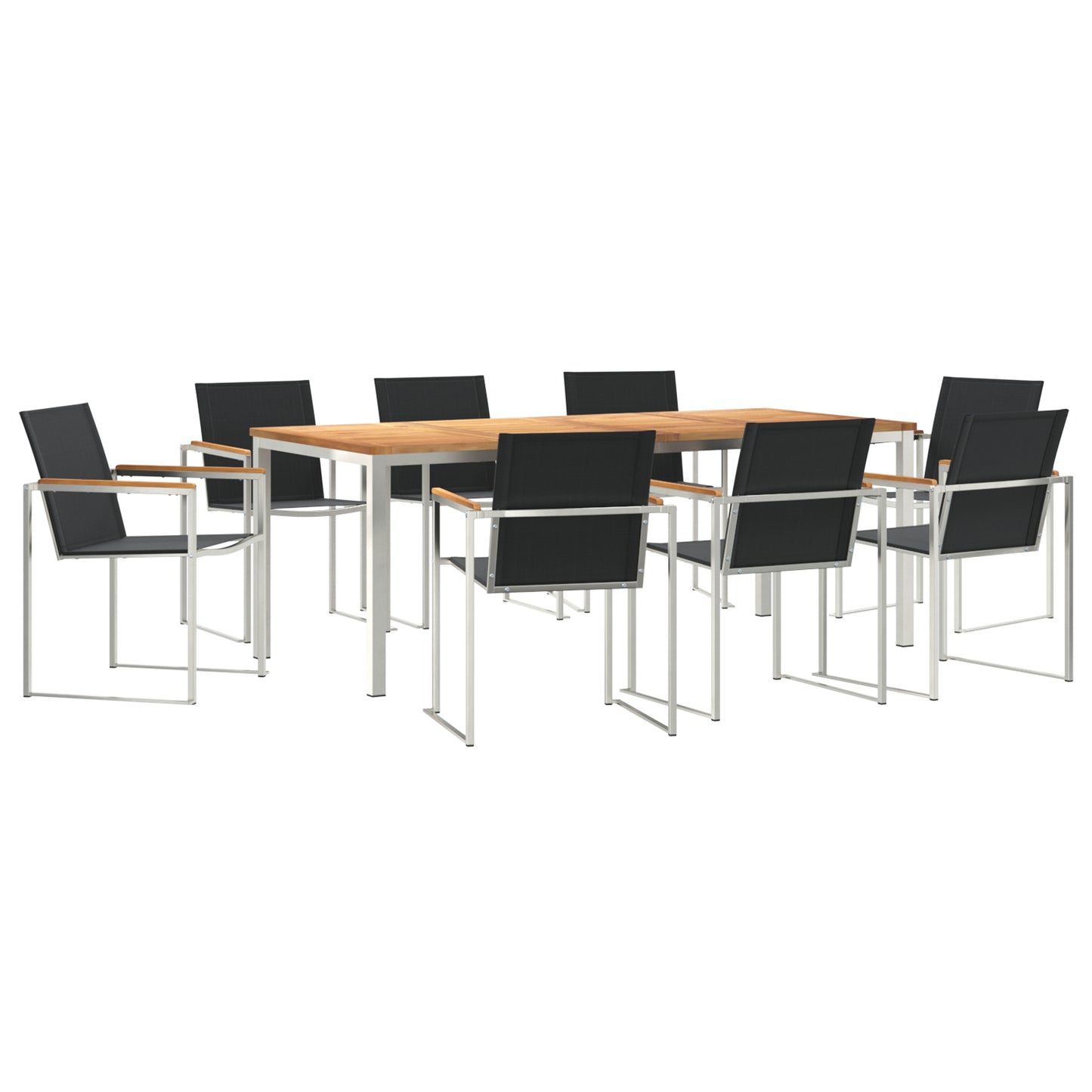 9 Piece Garden Dining Set Solid Wood Teak, vidaXL Outdoor Dining Table 200x90x74.5 cm Solid Wood Teak
