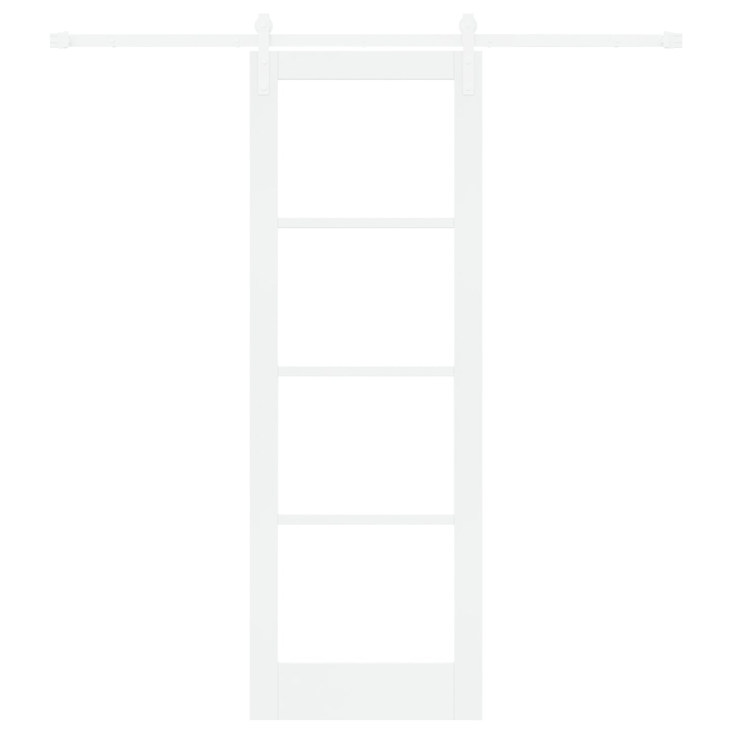 Sliding Door with Hardware Set "ORKDAL" White Solid Wood & Glass, vidaXL Interior Door with Glass "ORKDAL" White 73.5x211x4 cm