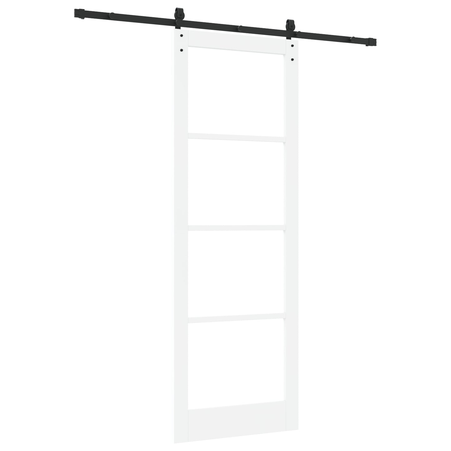 Sliding Door with Hardware Set "ORKDAL" White Solid Wood & Glass, vidaXL Interior Door with Glass "ORKDAL" White 83x232x4 cm