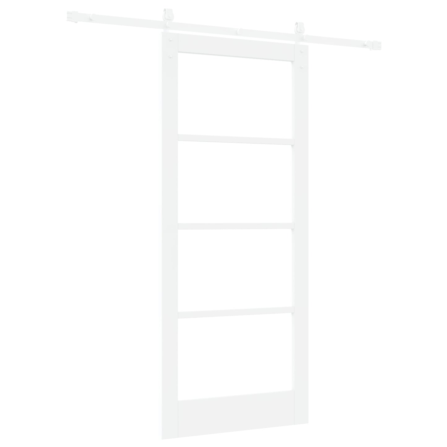 Sliding Door with Hardware Set "ORKDAL" White Solid Wood & Glass, vidaXL Interior Door with Glass "ORKDAL" White 86x198.5x4 cm