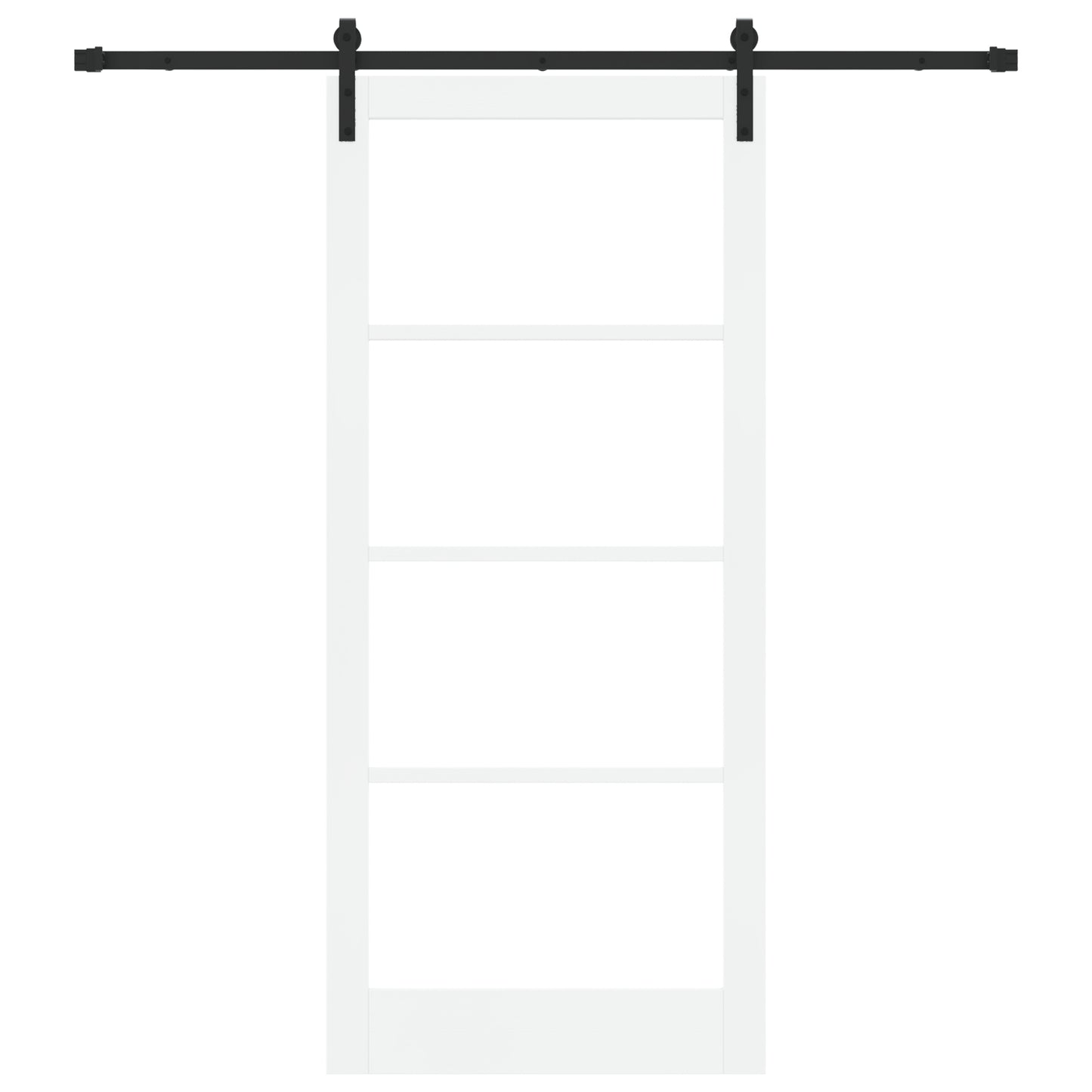 Sliding Door with Hardware Set "ORKDAL" White Solid Wood & Glass, vidaXL Interior Door with Glass "ORKDAL" White 93x211x4 cm