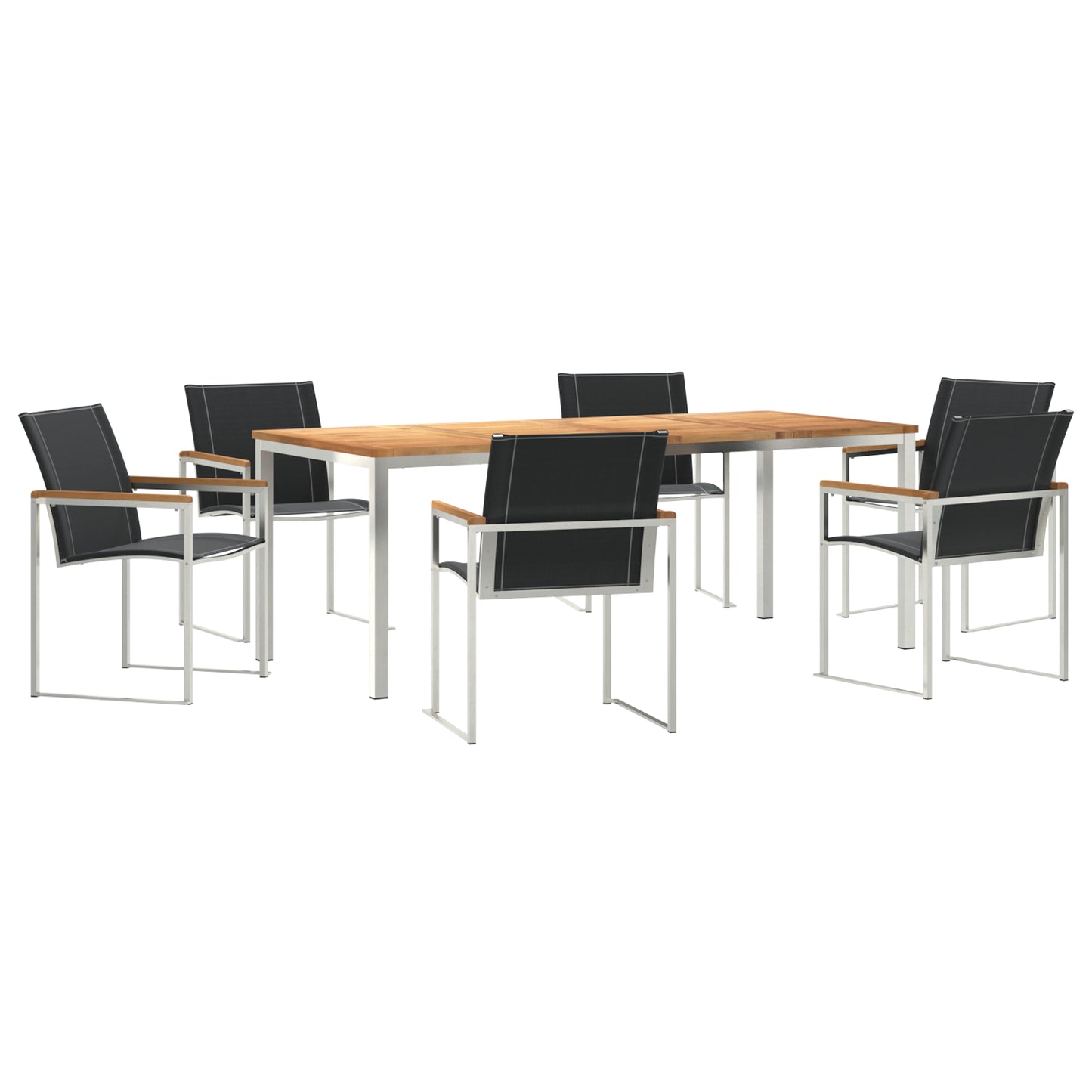 7 Piece Garden Dining Set in Solid Wood Acacia, vidaXL Outdoor Dining Table 200x90x74.5 cm in Solid Wood Acacia