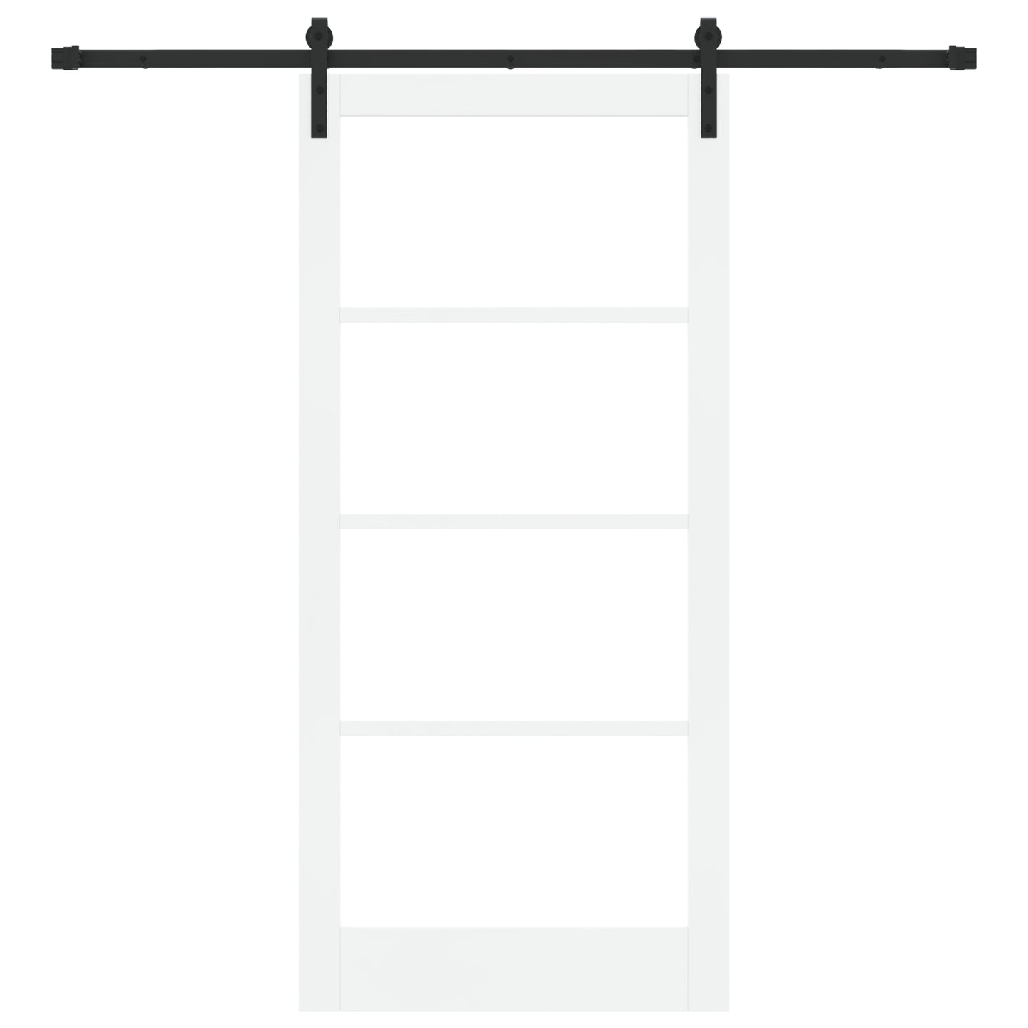 Sliding Door with Hardware Set "ORKDAL" White Solid Wood & Glass, vidaXL Interior Door with Glass "ORKDAL" White 93x202x4 cm
