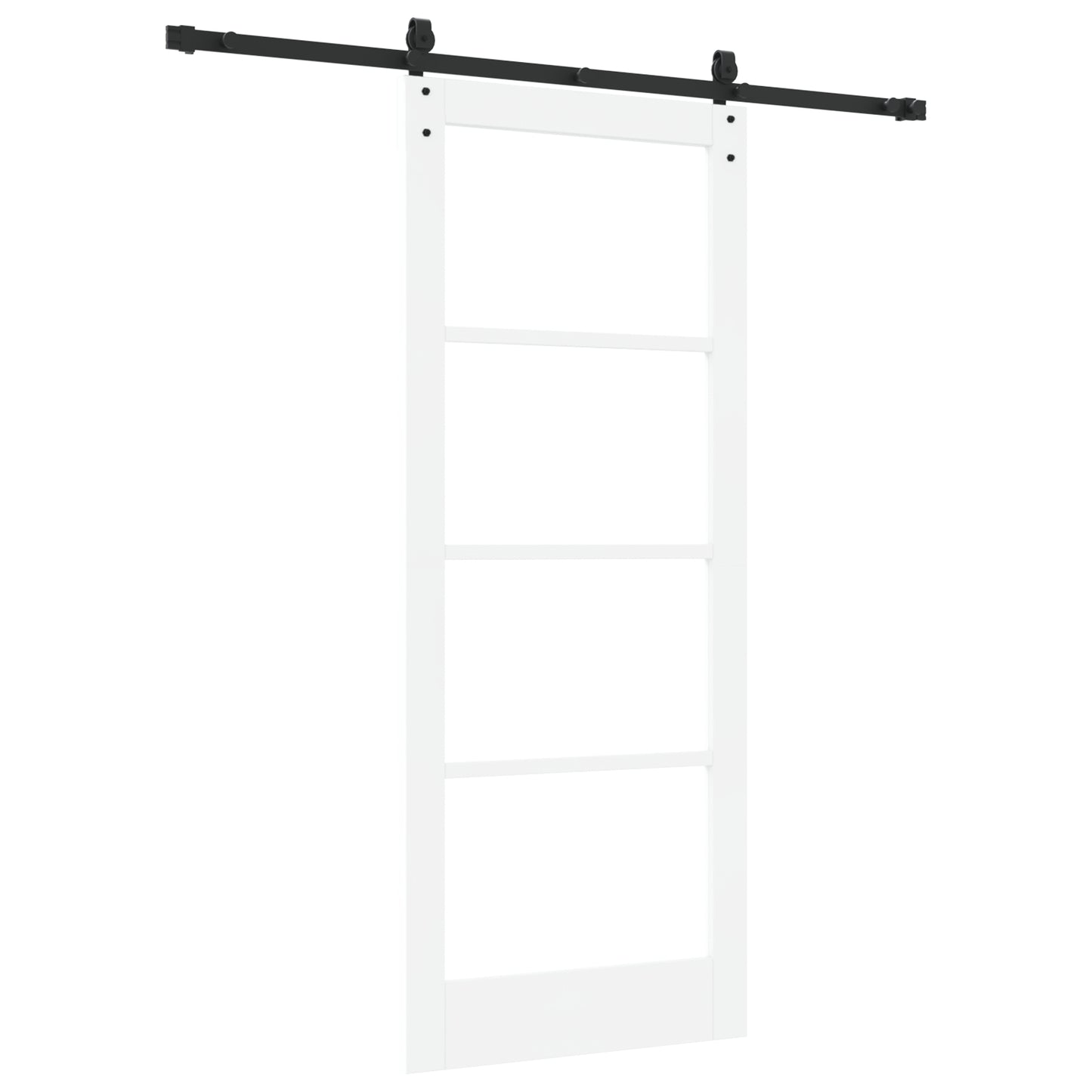 Sliding Door with Hardware Set White 83x202 cm Solid Wood Pine, vidaXL Interior Door with Glass 'ORKDAL'White 83x202x4 cm