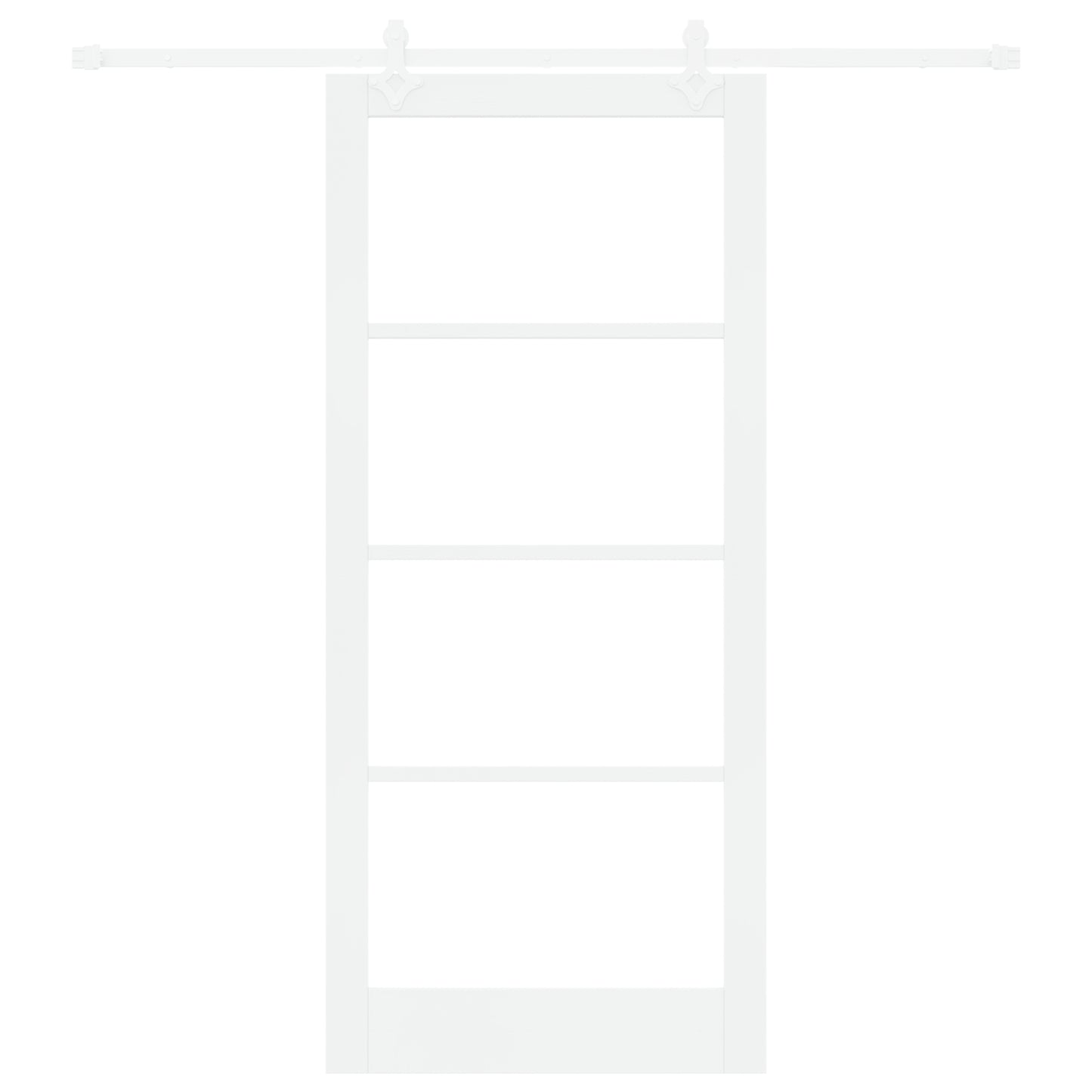 Sliding Door with Hardware Set White 93x211 cm Solid Wood Pine, vidaXL Interior Door with Glass 'ORKDAL'White 93x211x4 cm
