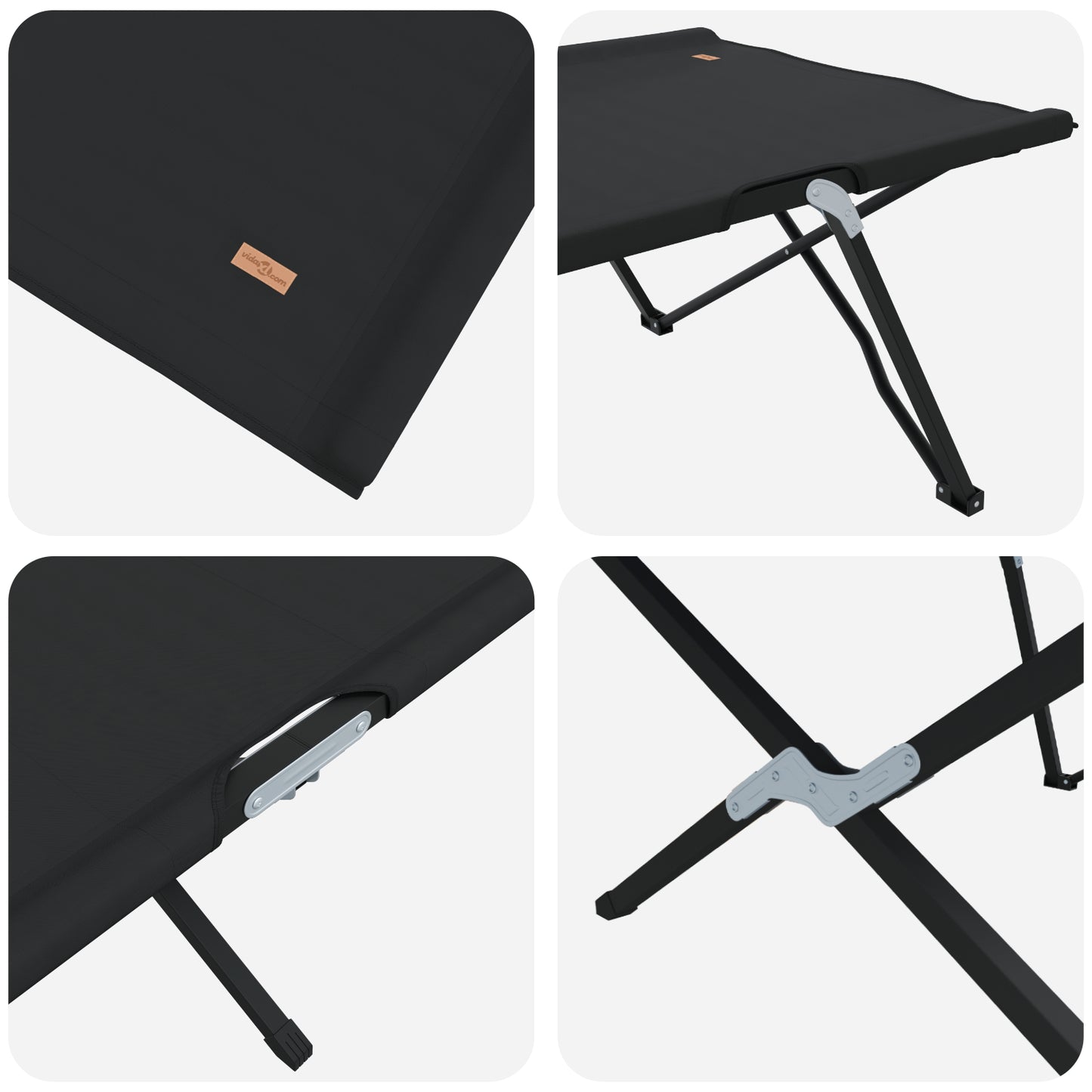 Folding Sun Bed with Carry Bag Black 600D Oxford Fabric