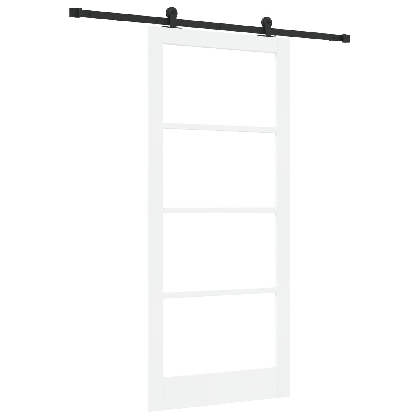 Sliding Door with Hardware Set 'ORKDAL'White Solid Wood & Glass, vidaXL Interior Door with Glass 'ORKDAL'White 93x211x4 cm