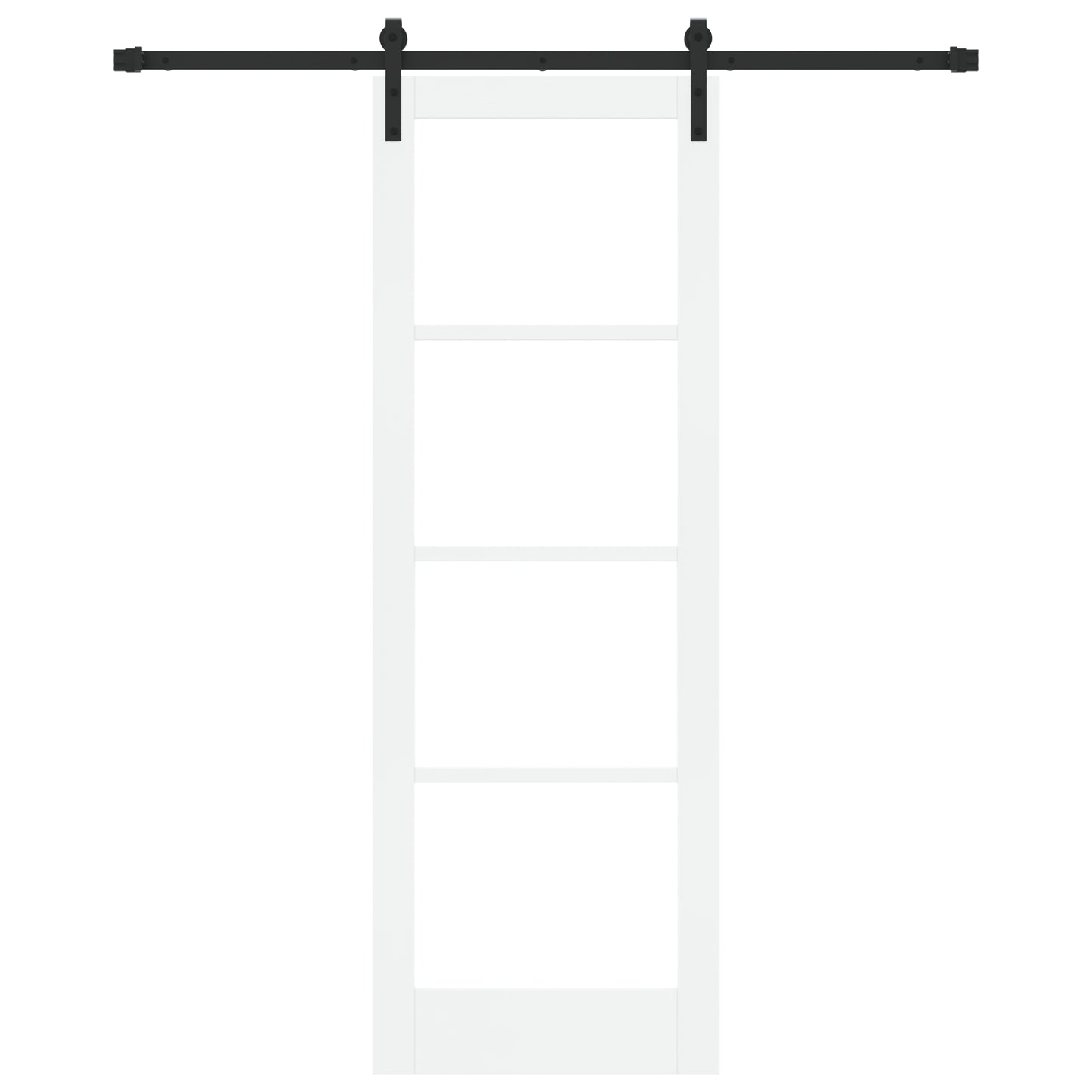 Sliding Door with Hardware Set "ORKDAL" White Solid Wood & Glass, vidaXL Interior Door with Glass "ORKDAL" White 73.5x211x4 cm