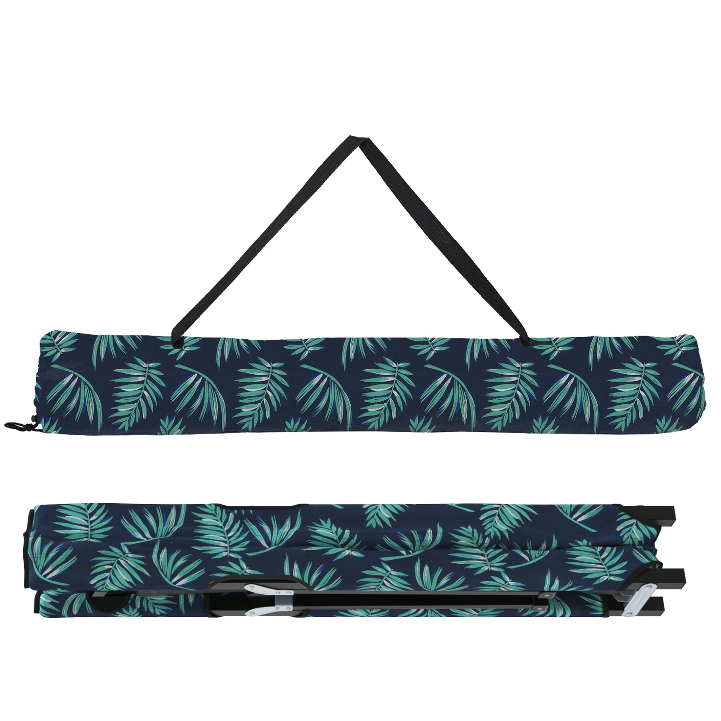 Folding Sun Bed with Carry Bag Leaf Pattern 600D Oxford Fabric