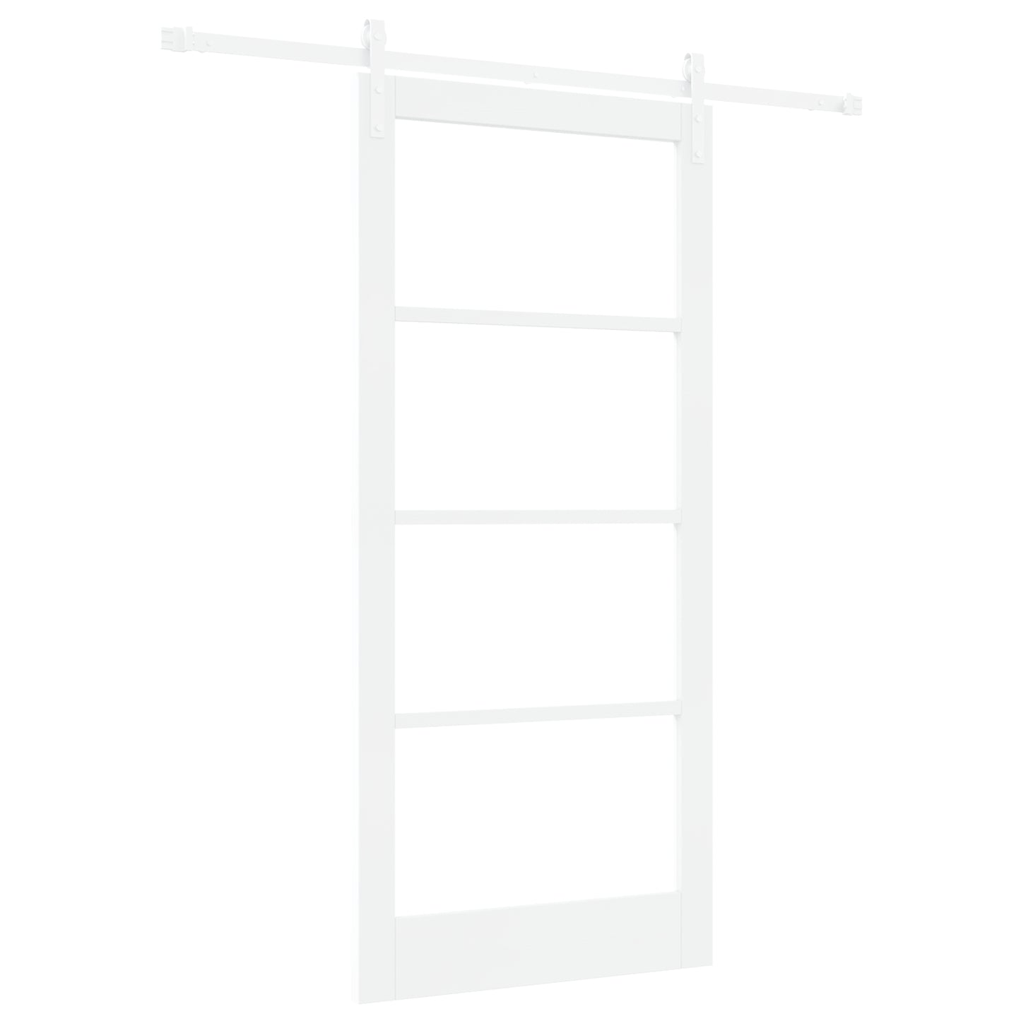 Sliding Door with Hardware Set "ORKDAL" White Solid Wood & Glass, vidaXL Interior Door with Glass "ORKDAL" White 93x202x4 cm