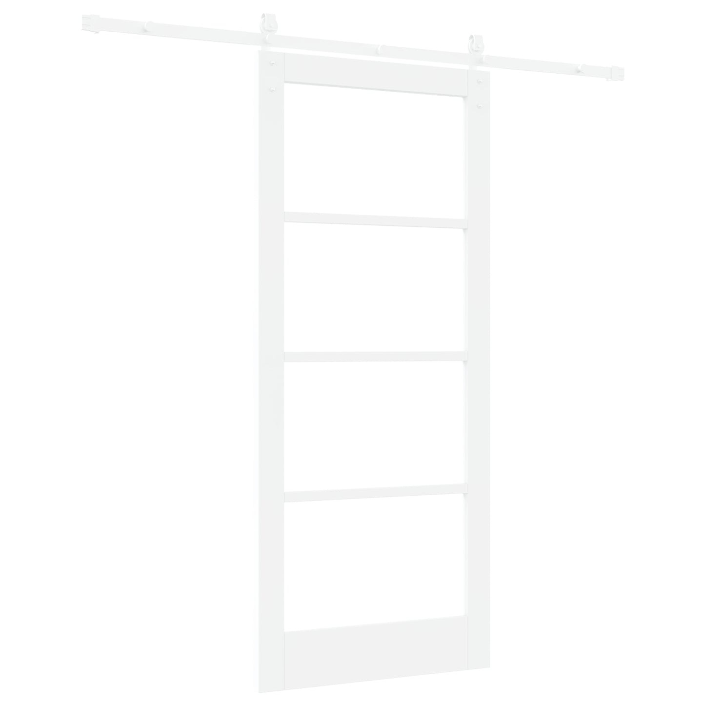 Sliding Door with Hardware Set "ORKDAL" White Solid Wood & Glass, vidaXL Interior Door with Glass "ORKDAL" White 86x198.5x4 cm