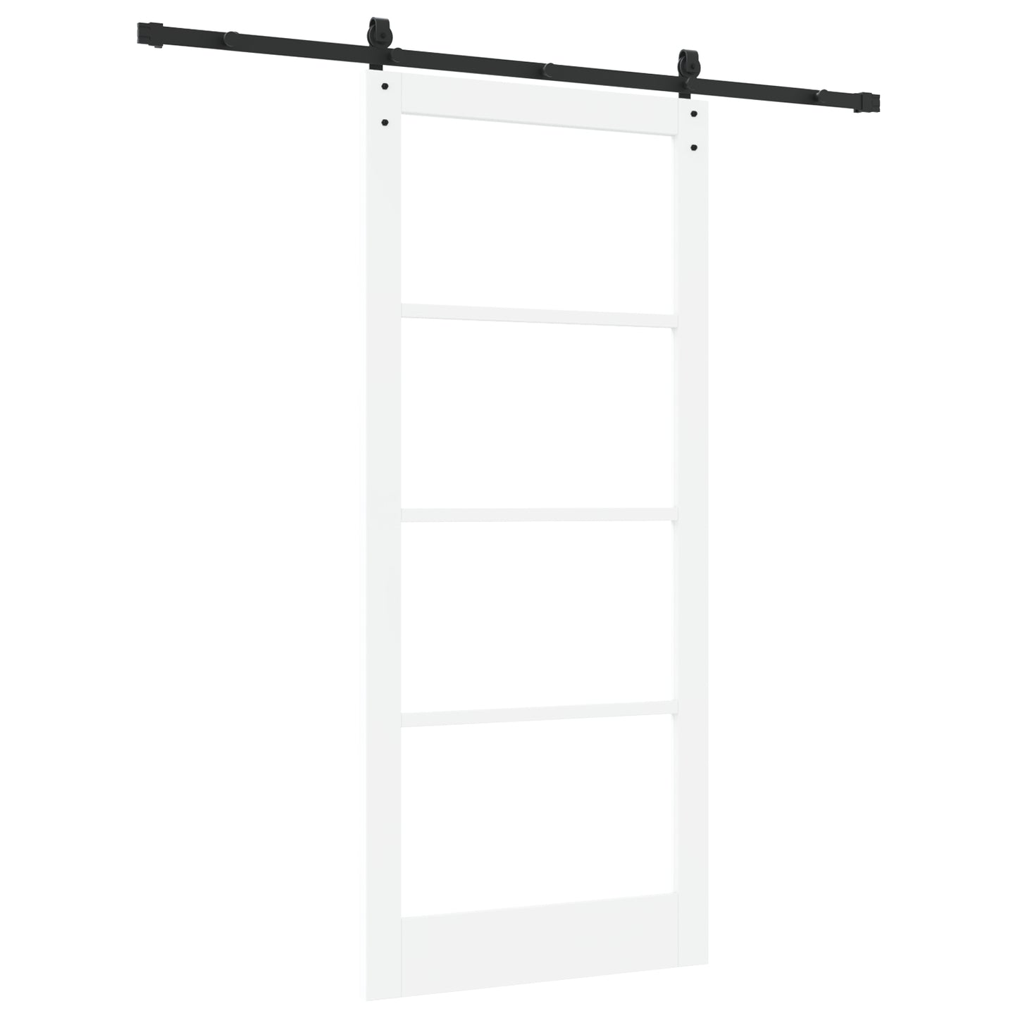 Sliding Door with Hardware Set "ORKDAL" White Solid Wood & Glass, vidaXL Interior Door with Glass "ORKDAL" White 93x211x4 cm
