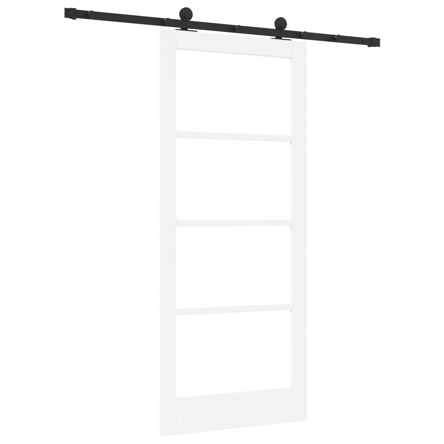 Sliding Door with Hardware Set 'ORKDAL'White Solid Wood & Glass, vidaXL Interior Door with Glass 'ORKDAL'White 86x198.5x4 cm