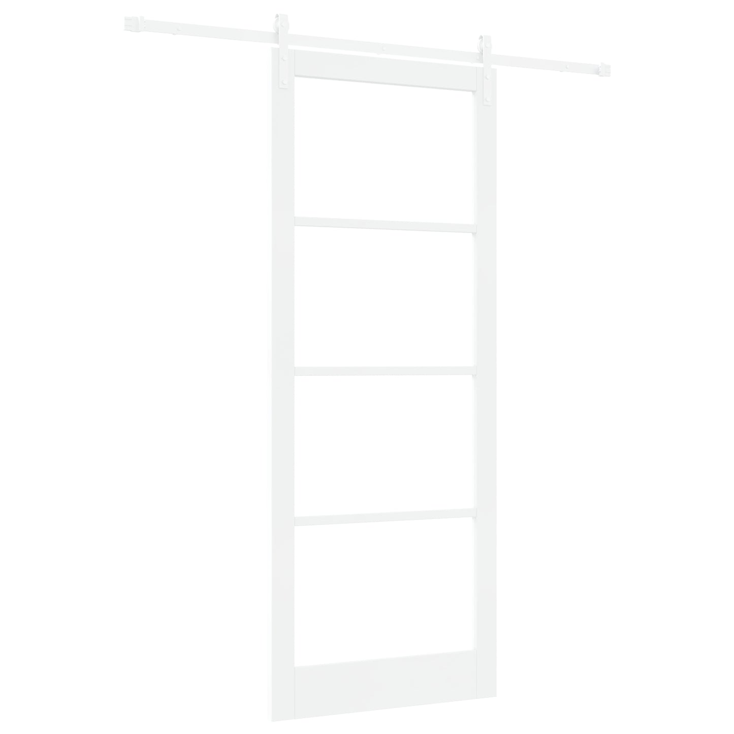 Sliding Door with Hardware Set "ORKDAL" White Solid Wood & Glass, vidaXL Interior Door with Glass "ORKDAL" White 93x232x4 cm