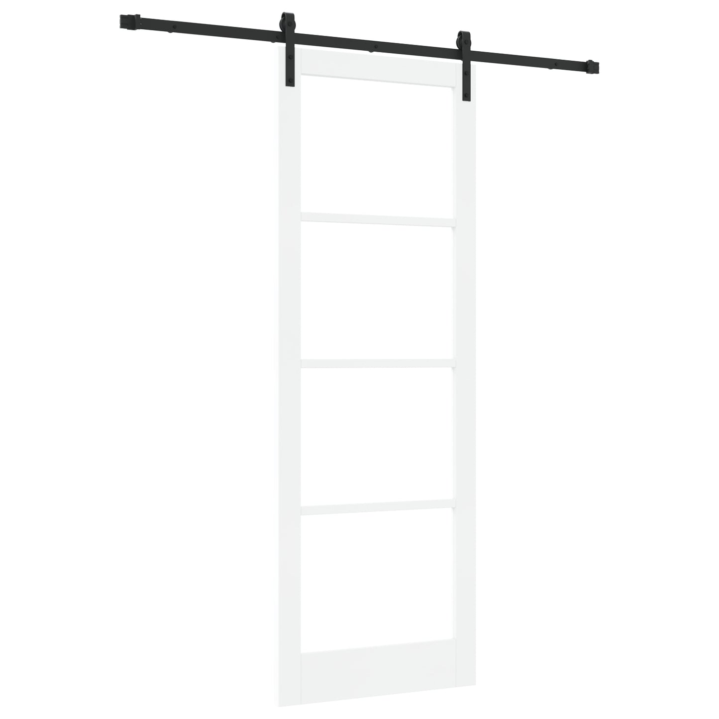 Sliding Door with Hardware Set "ORKDAL" White Solid Wood & Glass, vidaXL Interior Door with Glass "ORKDAL" White 83x232x4 cm