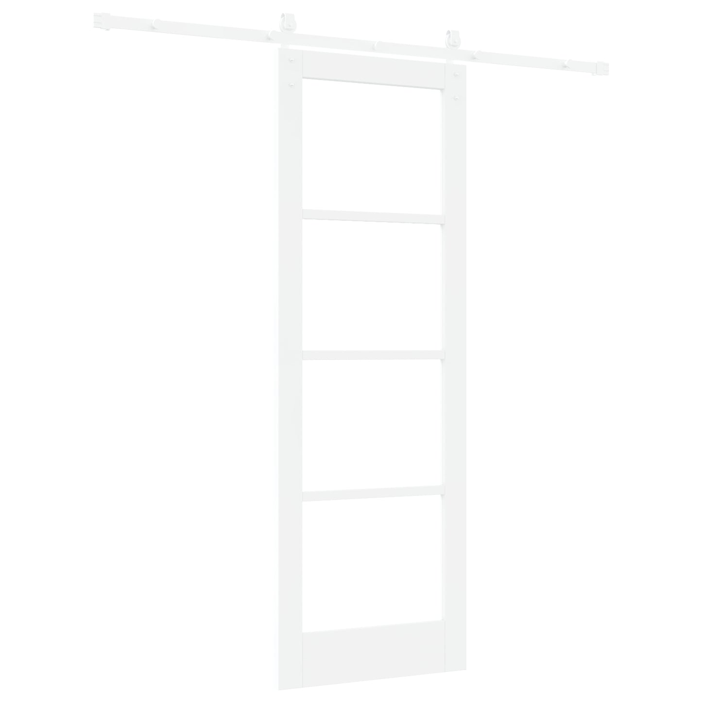 Sliding Door with Hardware Set "ORKDAL" White Solid Wood & Glass, vidaXL Interior Door with Glass "ORKDAL" White 73.5x211x4 cm