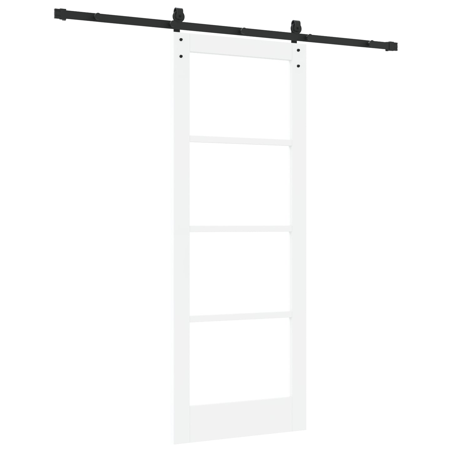 Sliding Door with Hardware Set "ORKDAL" White Solid Wood & Glass, vidaXL Interior Door with Glass "ORKDAL" White 78x202x4 cm