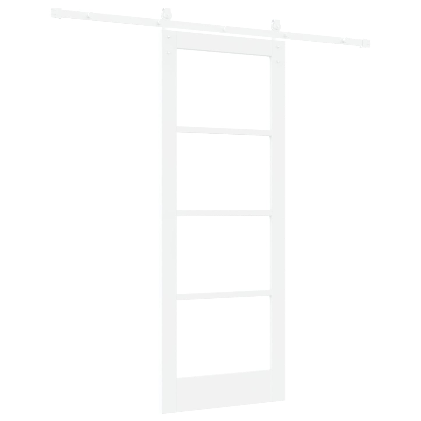 Sliding Door with Hardware Set "ORKDAL" White Solid Wood & Glass, vidaXL Interior Door with Glass "ORKDAL" White 78x202x4 cm