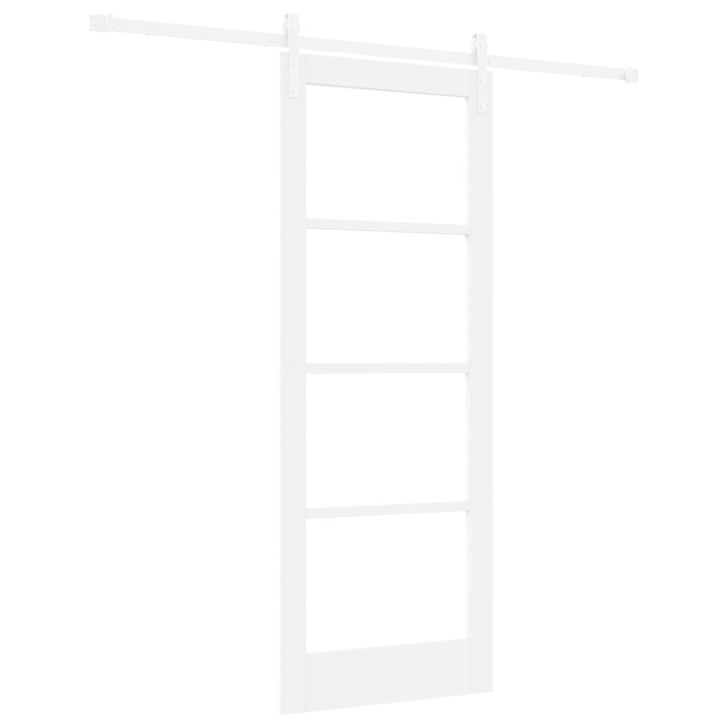 Sliding Door with Hardware Set "ORKDAL" White Solid Wood & Glass, vidaXL Interior Door with Glass "ORKDAL" White 78x202x4 cm