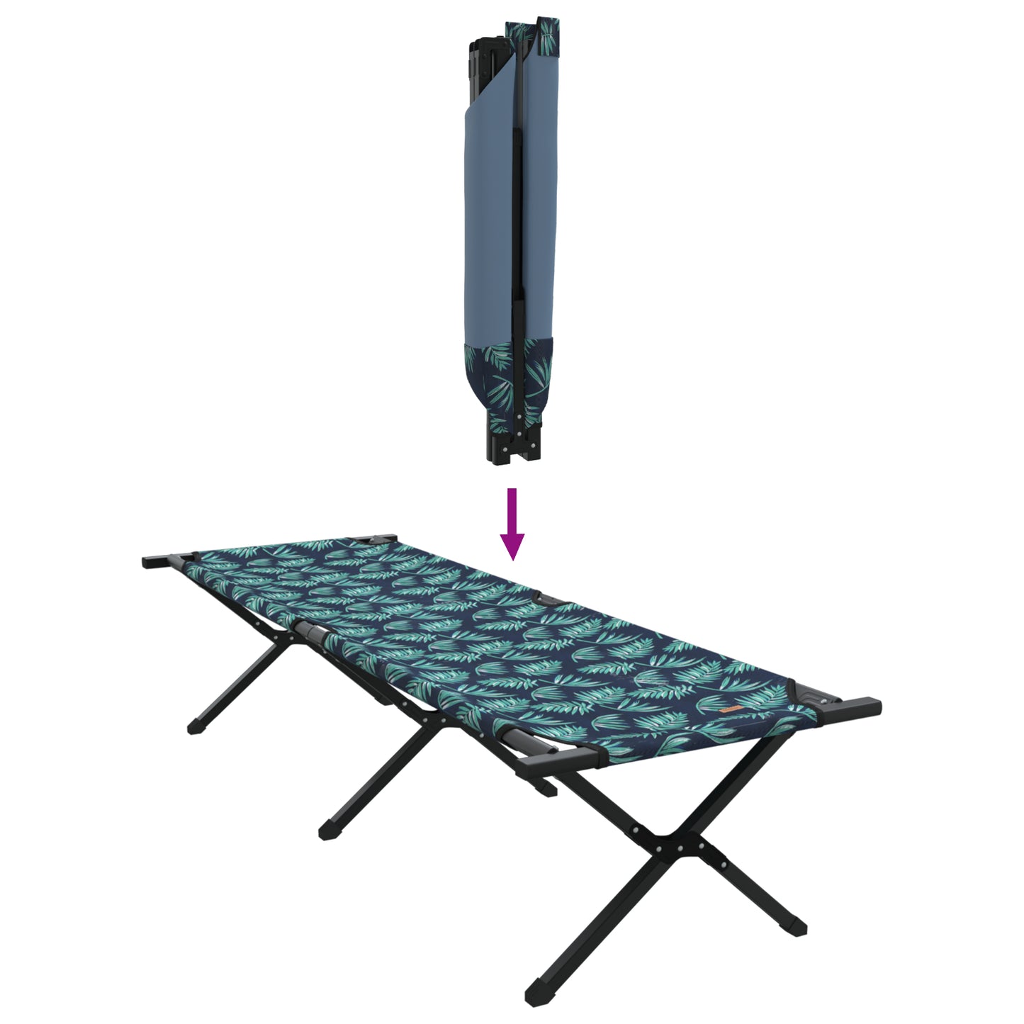 Folding Sun Bed with Carry Bag Leaf Pattern 600D Oxford Fabric