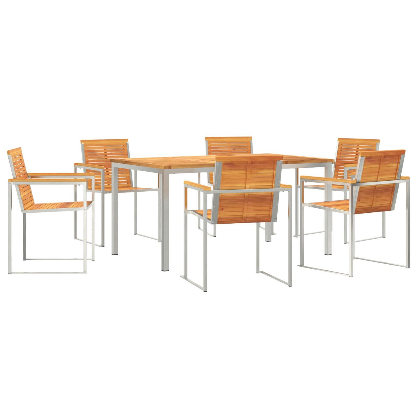 7 Piece Garden Dining Set Solid Wood Acacia, vidaXL Outdoor Dining Table 150x90x75 cm Solid Wood Acacia