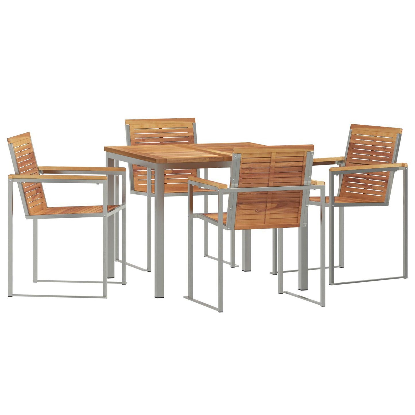 5 Piece Garden Dining Set Solid Wood Teak, vidaXL Outdoor Dining Table 90x90x74.5 cm Solid Wood Teak
