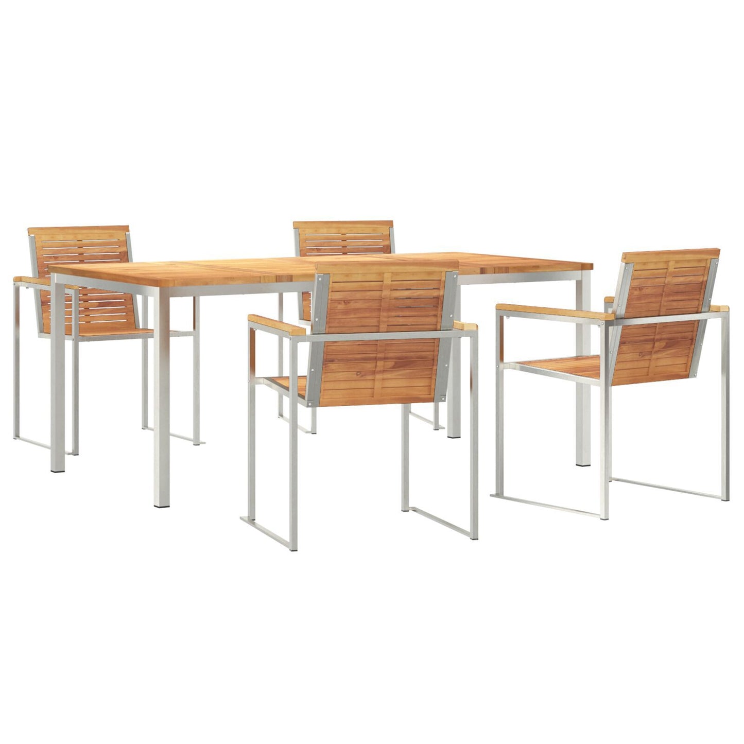 5 Piece Garden Dining Set Solid Wood Teak, vidaXL Outdoor Dining Table 180x90x75 cm Solid Wood Teak