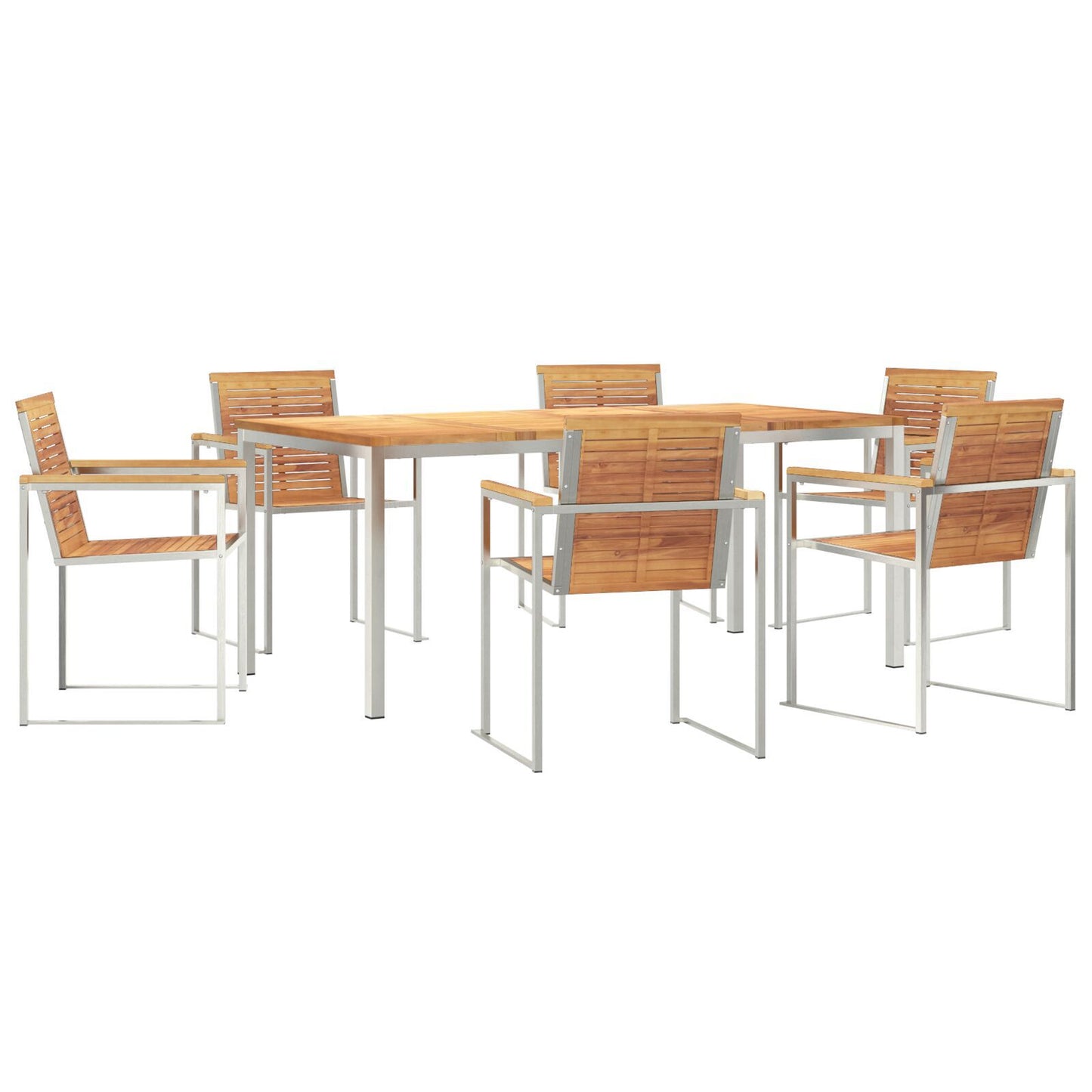 7 Piece Garden Dining Set Solid Wood Teak, vidaXL Outdoor Dining Table 180x90x75 cm Solid Wood Teak