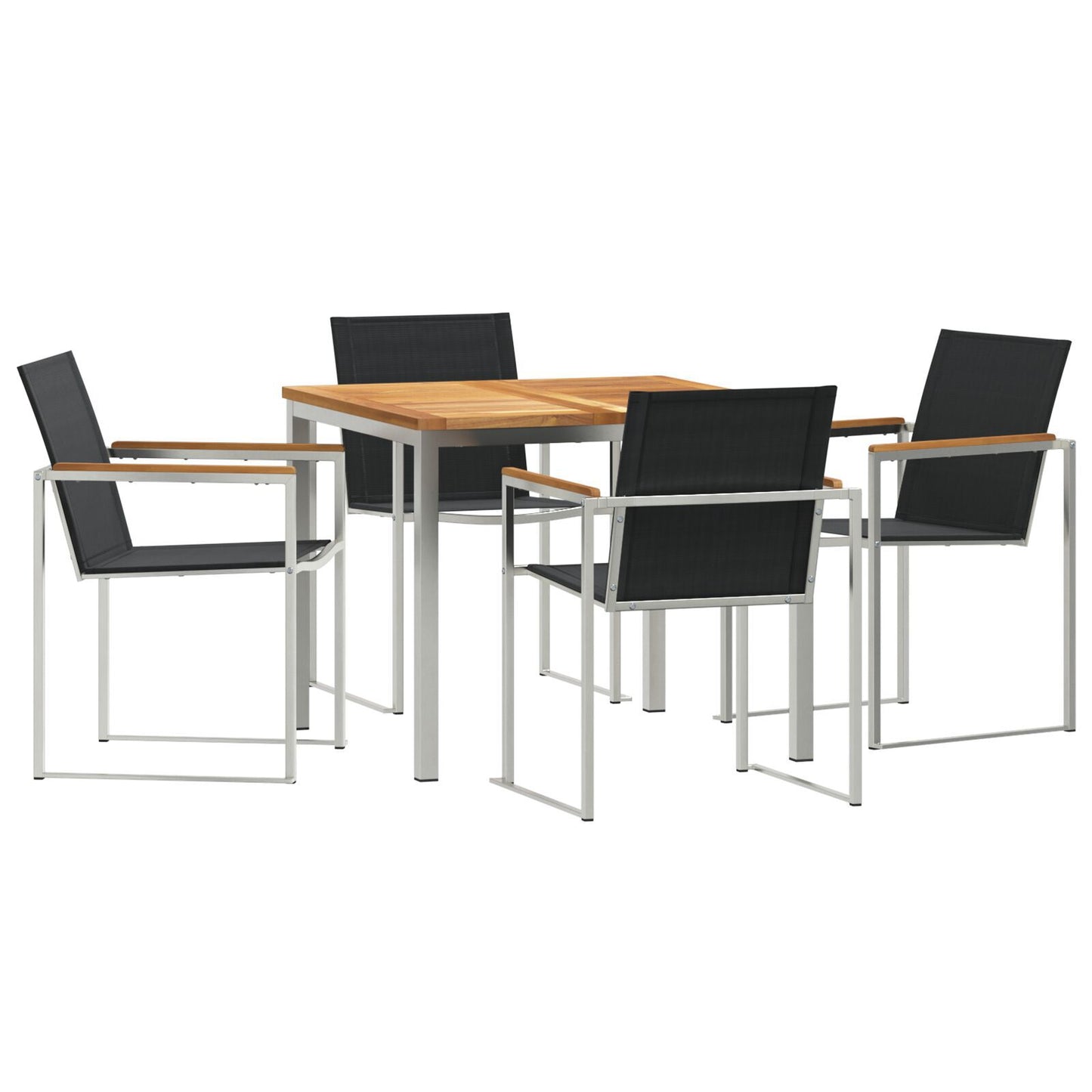 5 Piece Garden Dining Set Solid Wood Teak, vidaXL Outdoor Dining Table 90x90x74.5 cm Solid Wood Teak
