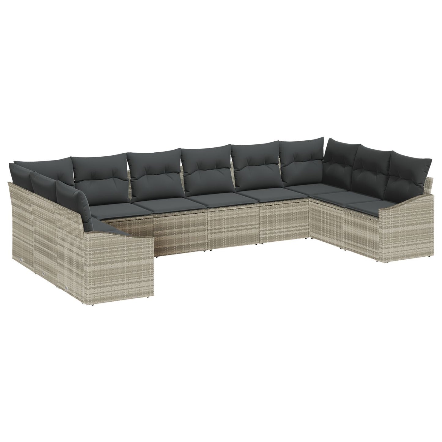 10 Piece Garden Dining Set with Cushions Light Grey Poly Rattan