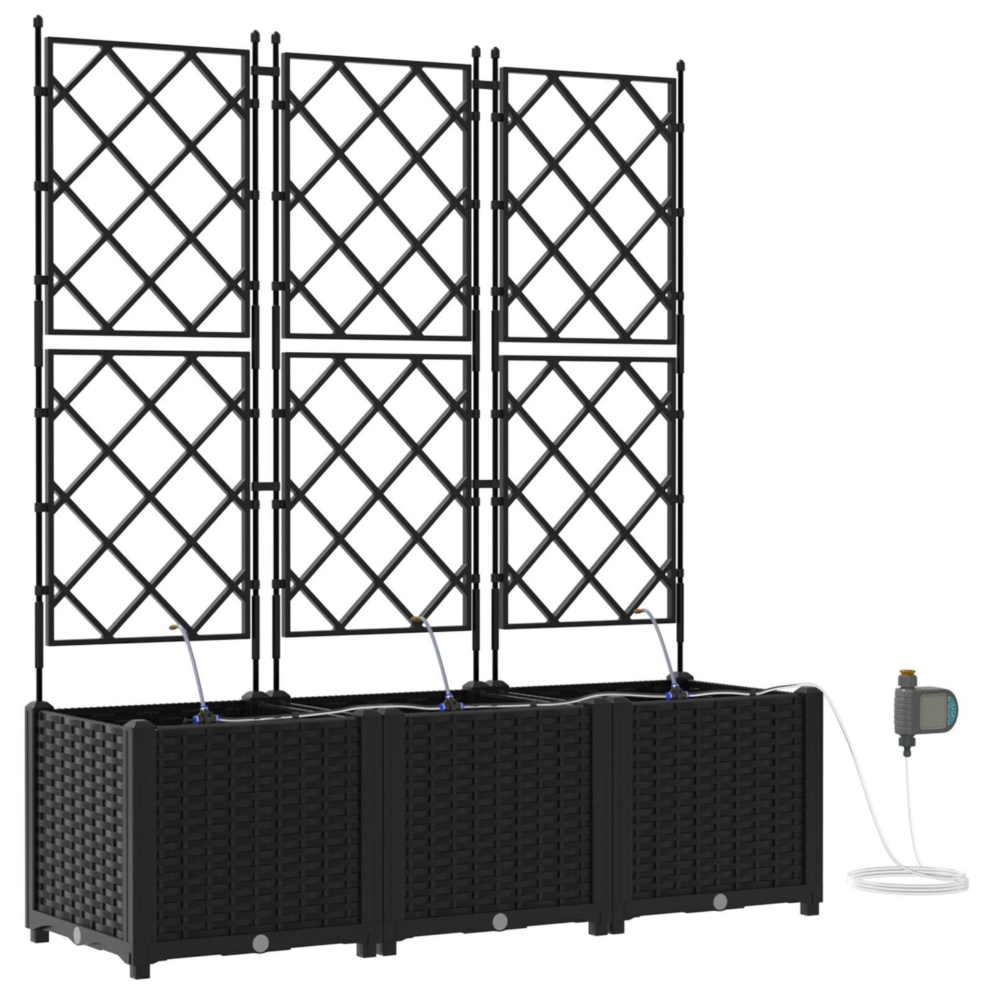 Garden Planters with Water Irrigation System 3 pcs Black