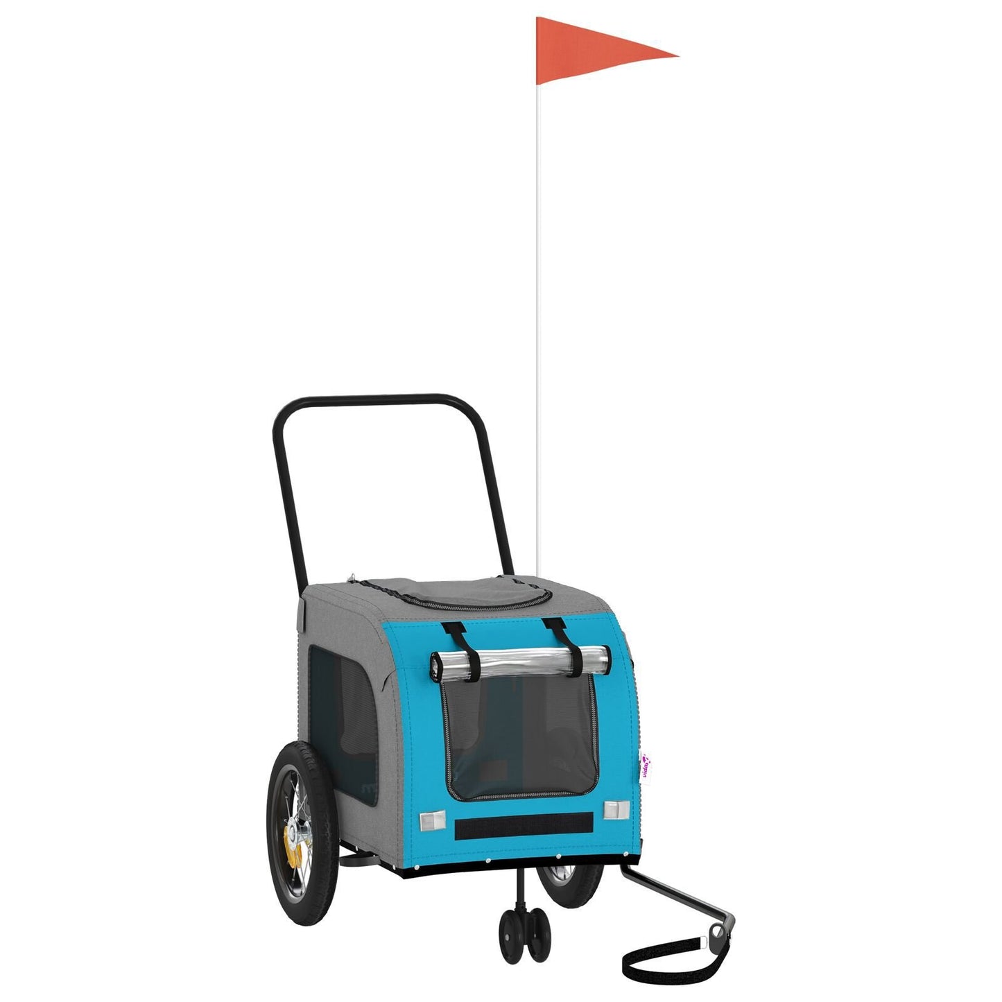 Blue Pet Stroller Blue Polyester, Metal 124 x 53 x 53 cm Foldable
