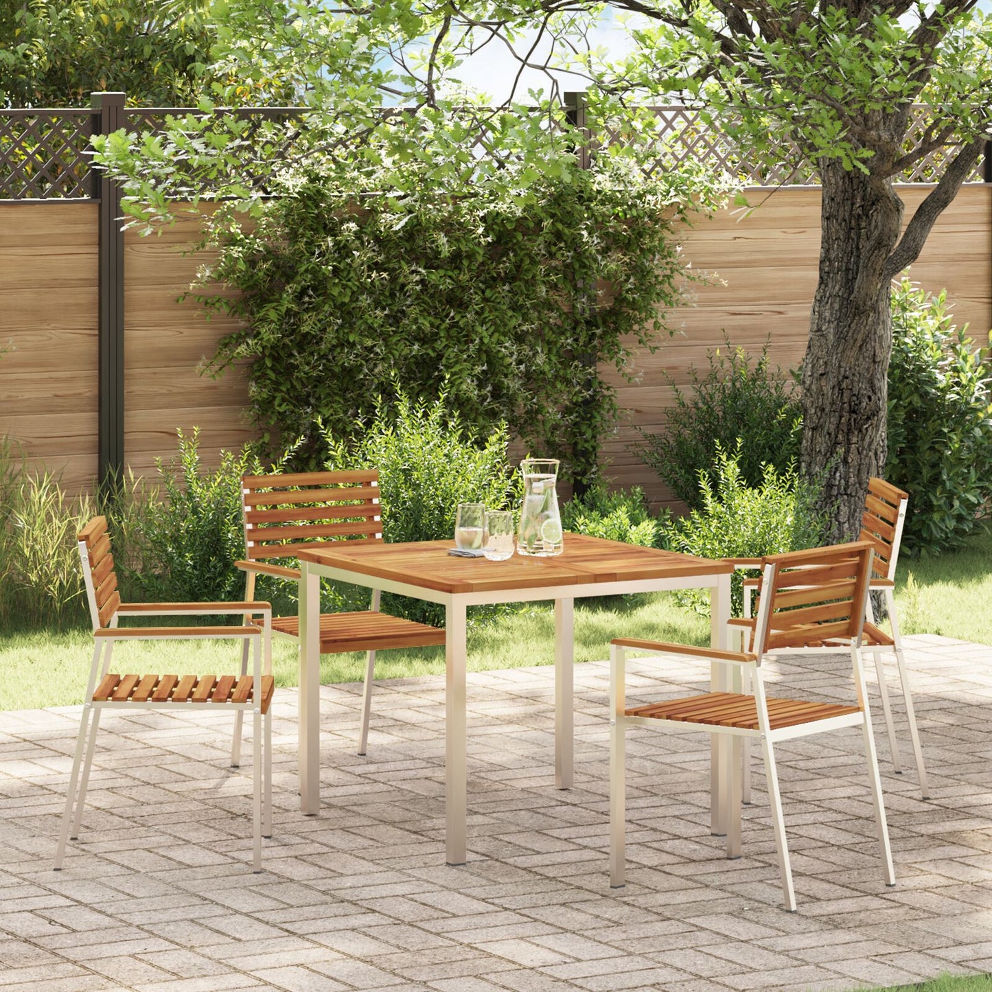 Outdoor Dining Table 90x90x74.5 cm Solid Wood Acacia