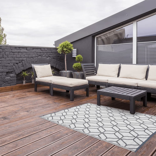 Outdoor Rug Graphics 180x121 cm Grey and White OC25