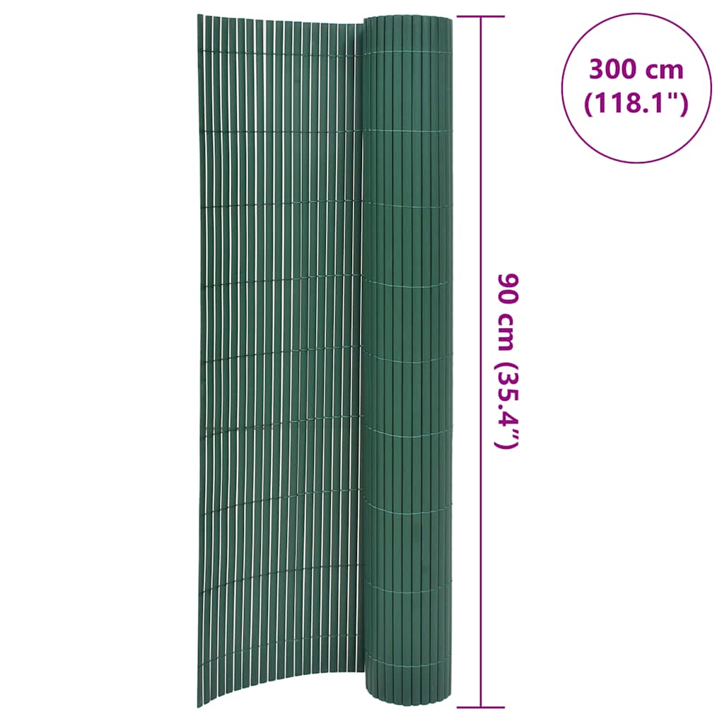 Double-Sided Garden Fence PVC 90x300 cm Green