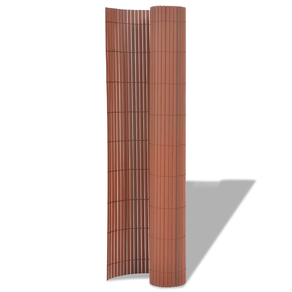Double-Sided Garden Fence PVC 90x300 cm Brown