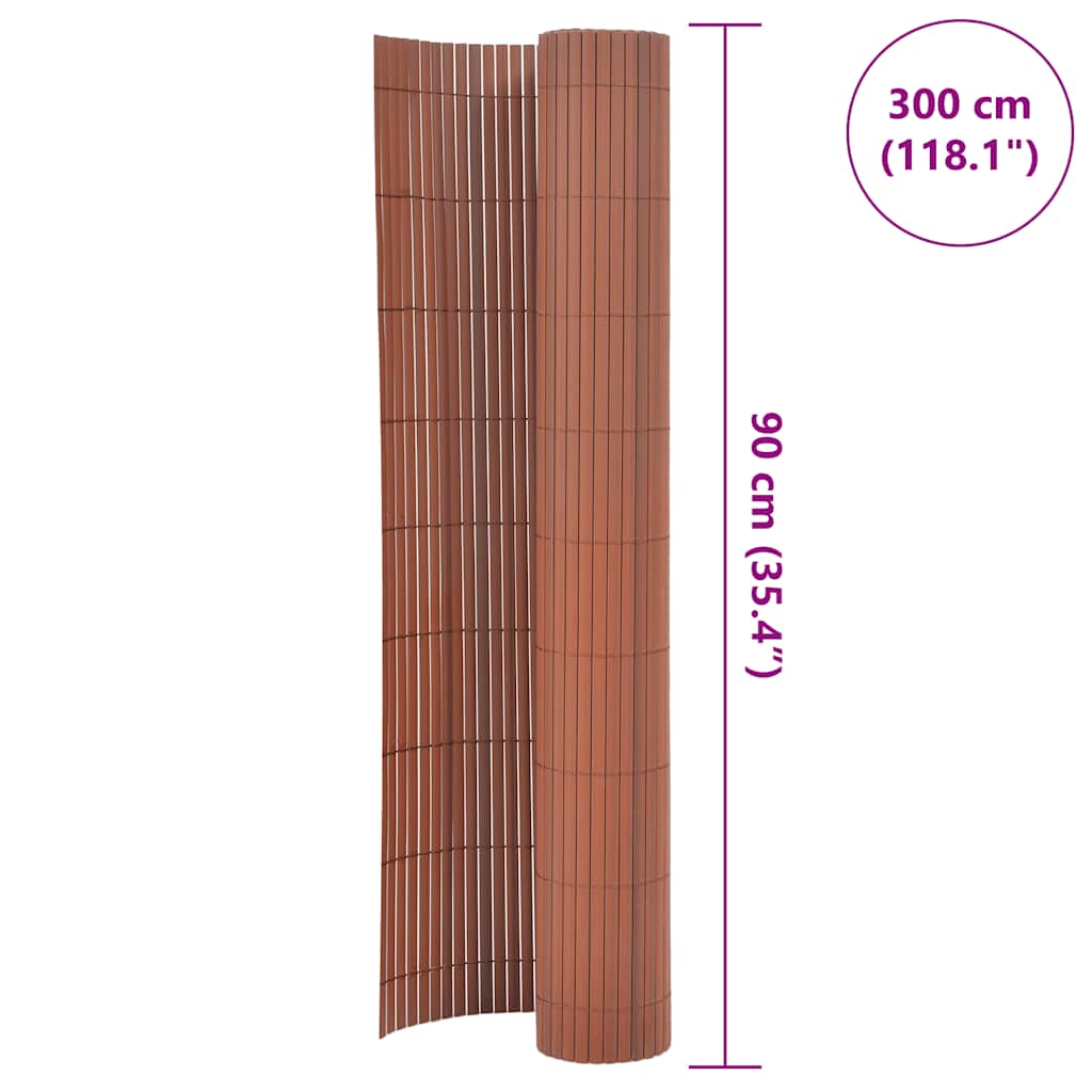 Double-Sided Garden Fence PVC 90x300 cm Brown