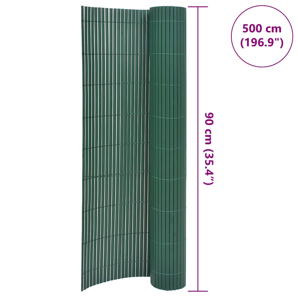 Double-Sided Garden Fence PVC 90x500 cm Green