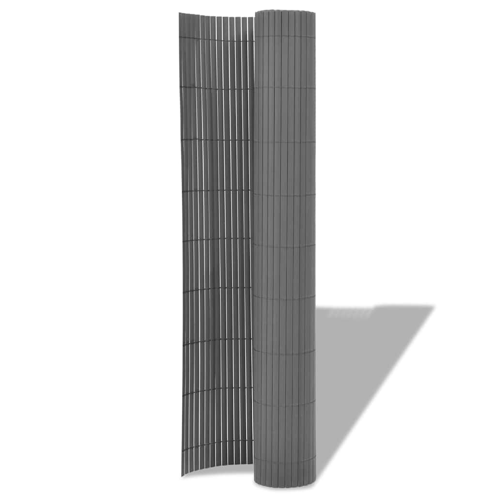 Double-Sided Garden Fence PVC 150x500 cm Grey