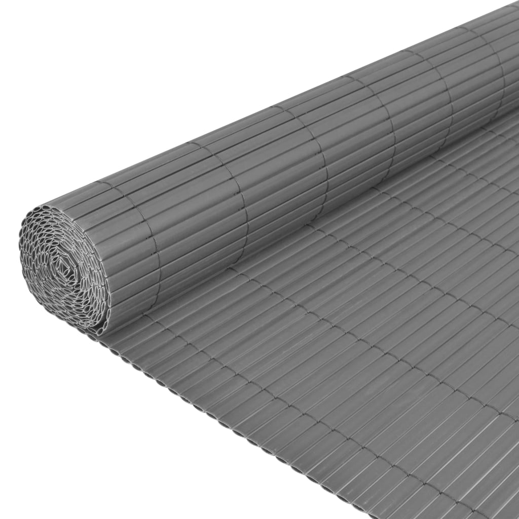 Double-Sided Garden Fence PVC 150x500 cm Grey
