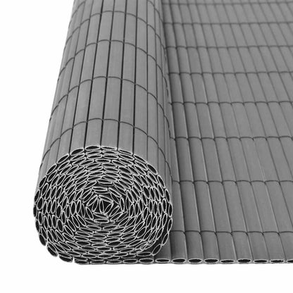 Double-Sided Garden Fence PVC 150x500 cm Grey