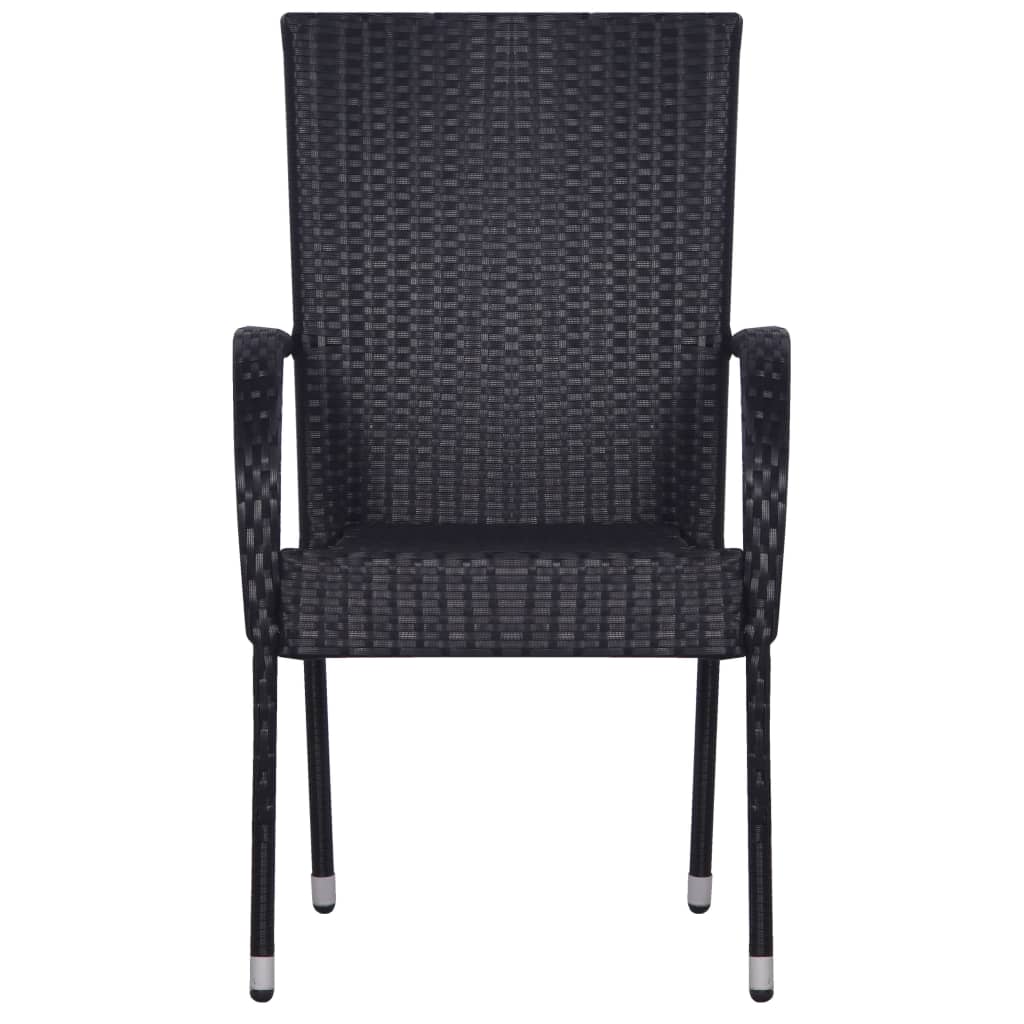 Stackable Outdoor Chairs 2 pcs Poly Rattan Black